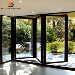 GS Luxury Aluminum Frame Double Tempered Glass Folding Door Large Span Patio Accordion Bi Folding Doors - Product Image 5