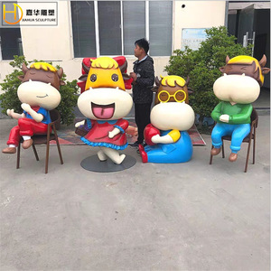 Jiahua Cartoon Cow Fiberglass Sculpture Outdoor Garden Decoration Figure Animal Shape Floor Mount Handmade <b>Large</b> <b>Ornament</b> - Product Image 1