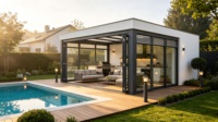 Nouveau pavillon de jardin en aluminium de style chinois, peinture laquée, sur mesure, espace de vie extérieur confortable pour cour et balcon