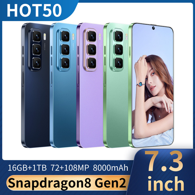 Original 5G Smartphone HOT50 Brand New Gaming Mobile Phone Smart Phone 16GB 1T Cheap Telephone Telefon Inteligente
