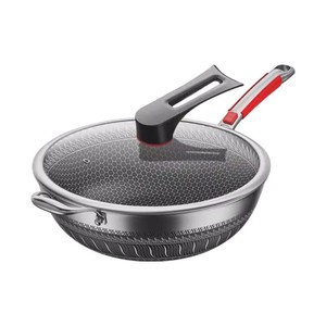 Wok de Acero Inoxidable con Diseño de Panal, Antiadherente, Compatible con Inducción, Sartén Doméstica Duradera y Fácil de Limpiar - Product Image 2
