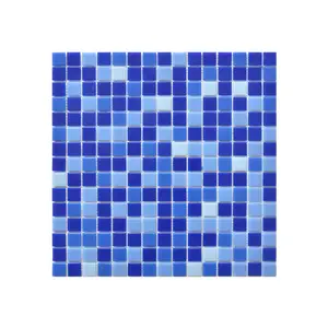 Piastrella a mosaico per piscina in vetro quadrato blu a buon mercato Hot-Melting