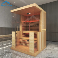 Sauna infrarouge électrique de luxe en cèdre canadien premium avec verre panoramique, audio immersif et 10 chauffages pour centres de villégiature