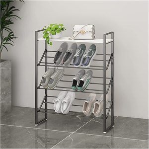Industrial Metal Shoe Rack with Multi-Shelves and Bench Sturdy Durable <b>Rustic</b> Design for Clutter-Free Shoes Collection - Product Image 3