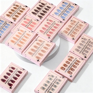 Holographic <strong>Nails</strong> Almond Press On <strong>nails</strong> Wholesale Artificial Fingernails With Glue Wipe And File Reusable Fake <strong>nails</strong> Nude - Product Image 2