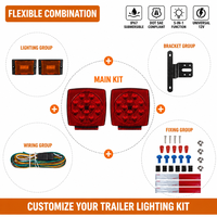 Kit complet de feux de remorque LED 12V avec faisceau de câblage, feux stop, clignotants et arrière étanches et submersibles pour camion utilitaire et camping-car