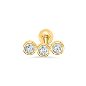 Pendientes de Plata de Ley S925 ROXI con Tres Diamantes Engastados y Roscados 2021 - Product Image 1