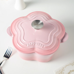 Pentola <span class=keywords><strong>in</strong></span> <span class=keywords><strong>Ghisa</strong></span> Smaltata a Forma di Petalo, Lusso Accessibile, Pentola Mini Ispessita per Zuppe e Stufati, Utensile da Cucina Domestico - Product Image 5