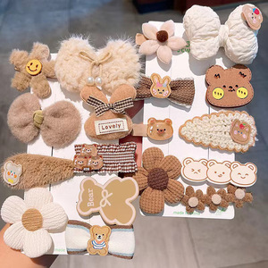 Jiamu niños Otoño e Invierno diseño marrón serie oso de peluche pinzas para el cabello conjunto niños lindos dibujos animados accesorios para el cabello - Product Image 2