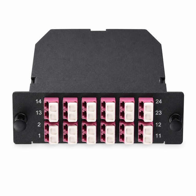 OM4 MPO to LC Cassette Module 24 Fibers 2x MPO-12 to 12x LC Duplex FHD LGX Type a Low Loss 850nm Data Center Breakout