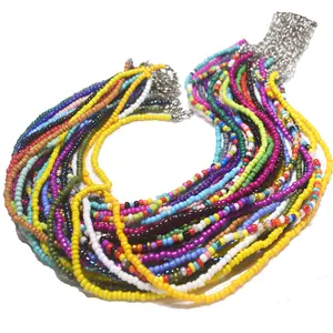 Популярное летнее разноцветное ожерелье-чокер ручной работы в стиле бохо с стеклянными бусинами и гавайским рисунком, богатые цвета, Женское Ожерелье Дружбы, ювелирные изделия