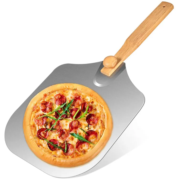 Aluminium-Pizzas chale mit faltbarem Holzgriff, der Pizzas chale dreht