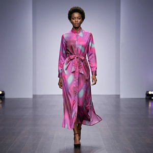 Robe élégante pour femme à col montant, style imprimé africain, manches longues, jupe BouBou – Fournisseur <span class=keywords><strong>de</strong></span> robes très demandées - Product Image 2