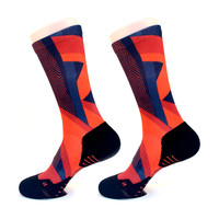 Wholesale Mens Printing Compression Crew Socks Custom Logo Anti-Slip Athletic Football Running Stockings Socks