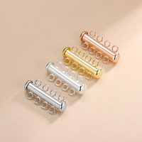 Connecteurs de chaîne fantaisie à plusieurs rangs en argent sterling S925, fermoir coulissant, attaches à tirer pour la fabrication de bijoux DIY