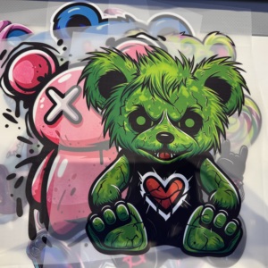Transferencias DTF de Graffiti, Diseño Personalizado de Oso de Dibujos Animados, Pegatinas de Transferencia Térmica para Camisetas al por Mayor - Product Image 3