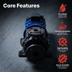 ปั๊มเคมีอุตสาหกรรมพลาสติก KDA-M25 5.5kW 7.5  ประสิทธิภาพสูง ปั๊มแบบแรงเหวี่ยงไร้ซีลแม่เหล็ก 220/380V สามเฟส - Product Image 4