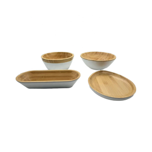 Customized Bamboo Tableware Dishes and Bowl Set with Lacquer for Baking for Gift