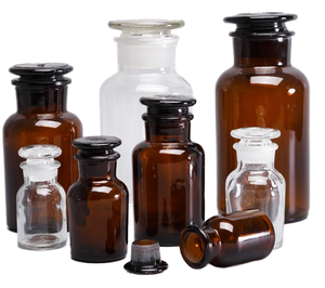 Flacon de réactif de <span class=keywords><strong>pharmacie</strong></span> en verre ambré de 30ml à 500ml avec bouchon en liège pour emballage de pilules - Product Image 3