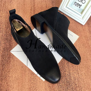 Bottes courtes en cuir pour hommes, style décontracté, à bout pointu, bottes habillées tendance, bottes en cuir rétro chaudes - Product Image 5