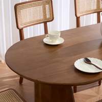 Ensemble de table à manger ovale extensible en bois de style nordique moderne de luxe pour usage hôtelier, assemblé