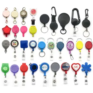 Custom LOGO Plastic lanyard retractable badge reel with the ring and keychain free sample