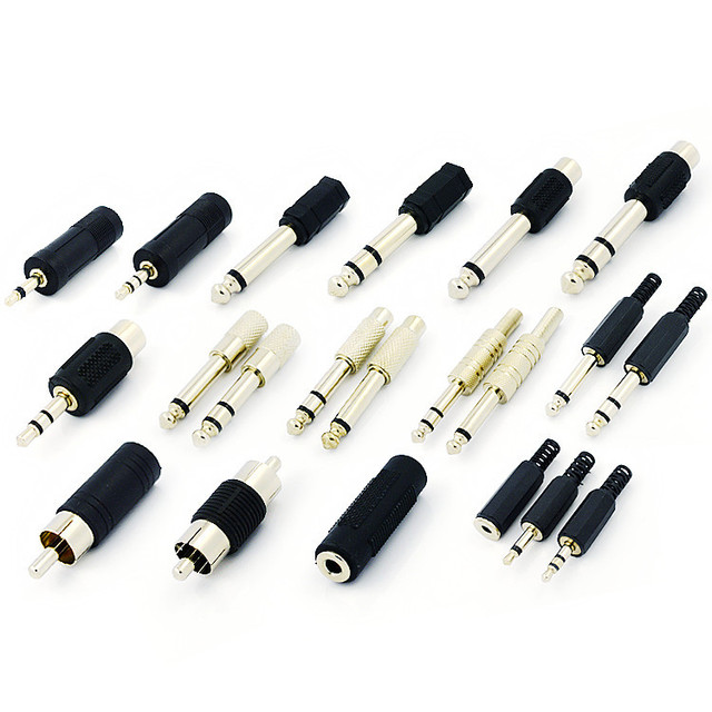 Audio and video plug adapter 6.35 mono 3.5 dual channel headphone audio connection RCA Lotus male and female direct deal