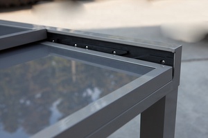 <span class=keywords><strong>Mesa</strong></span> de extensión de comedor para exteriores, Alu Glass Top, color gris oscuro, 90/180cm - Product Image 3