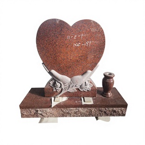 Statue commémorative traditionnelle en granit rouge d'Inde pour cimetière, utilisation extérieure - Product Image 6