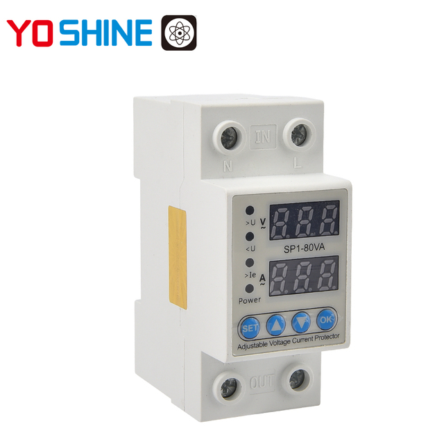 Yoshine High-quality SP1-80VA Series AC220/230V 63A 3kW Miniature Auto Reconnect Adjustable Voltage Protector