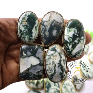 Pendentif rainuré en agate d'arbre 100% naturelle de haute qualité, lot de pendentifs en agate d'arbre et laiton, lot de pendentifs en agate d'arbre cristalline, prix de gros - Product Image 1