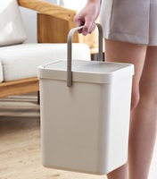 Poubelle de cuisine à roulettes 3-en-1 en plastique à double bac avec couvercle, séparation sec/humide et bac de rangement