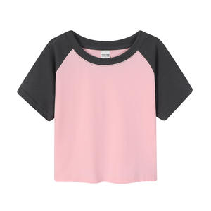 Camiseta Corta de Manga Corta para Mujer, Color Rosa y Negro, Transpirable y Elástica, Ideal para el Verano, Marca Trust Your Choice - Product Image 1