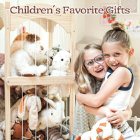 Tour de rangement en bois pour animaux en peluche pour enfants, grand rangement de jouets avec roulettes pour chambre d'enfant et salle de jeux