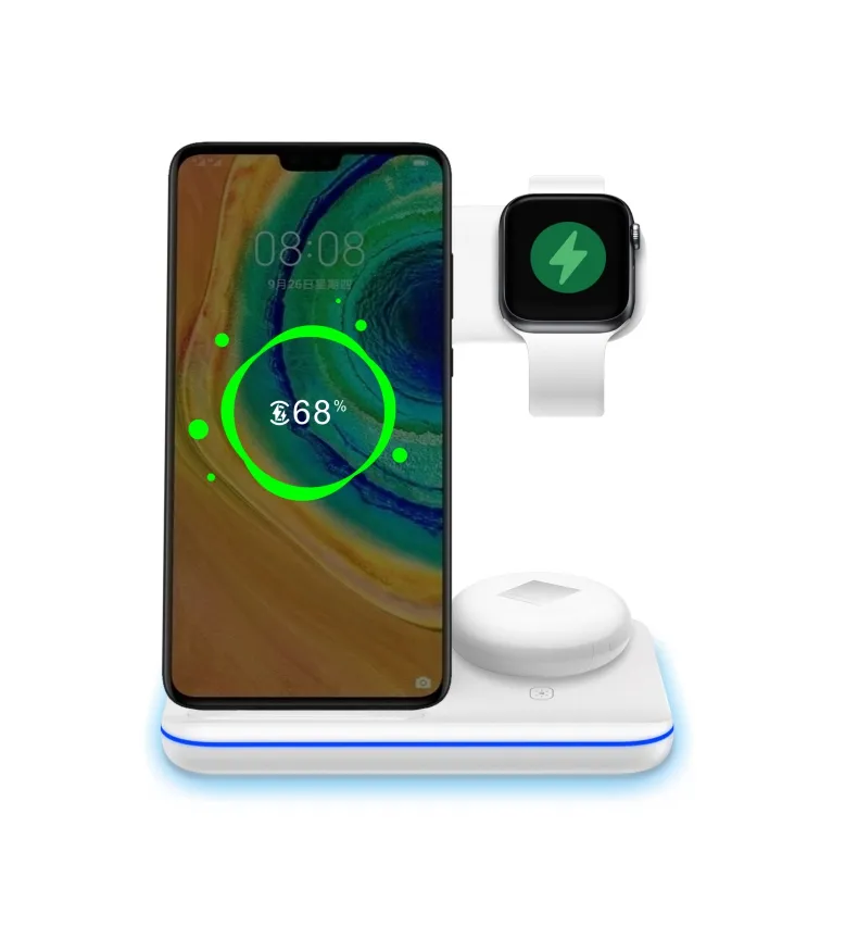 15W Qi Wireless Charger Stand For Iphone 12 8 XS 11 Huawei Samsung Buds Bud Station For Apple Airpods Pro Watch 5 4 3 2 Charger