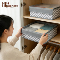 Boîte de rangement pliable pour vêtements et articles divers, grande capacité, en tissu rayé ondulé avec couvercle