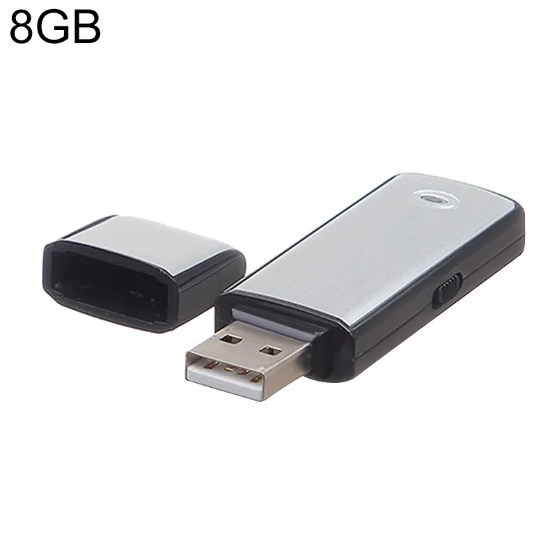 超ポータブルUSBボイスレコーダーと8GB USBフラッシュディスク、インジケーターライト付き (ブラック)