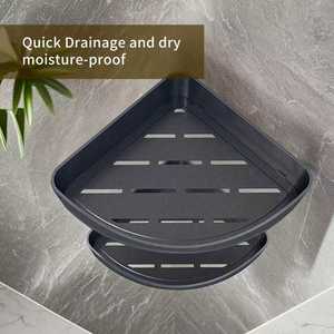 Étagère Murale Métallique <span class=keywords><strong>Moderne</strong></span> Simple ou Double pour Salle de Bain, Solution de Rangement de Douche et de Cuisine, Panier d'Angle - Product Image 3