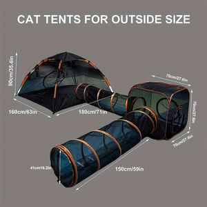Nouvelle cage pour animaux de compagnie 4-en-1, tunnel de jeu pour chat et chien, tente combinée pliable et portable, tente d'été, niche pour chien camouflage - Product Image 5