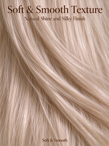 Perruque longue et droite en fibres capillaires blond clair, avec une ligne de cheveux naturelle, douce et lisse, pour un usage quotidien - Product Image 4