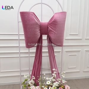 LEDA Grand nœud en tissu rose en velours personnalisé à longue traîne pour mariage, fête, anniversaire, événements, accessoires de décoration - Product Image 4