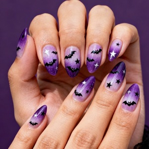 <span class=keywords><strong>Uñas</strong></span> Postizas de Halloween al por Mayor, <span class=keywords><strong>Cortas</strong></span>, Almendradas, Diseño Frankenstein en Verde Neón y Morado, 24 Piezas, Estilo Retro - Product Image 5