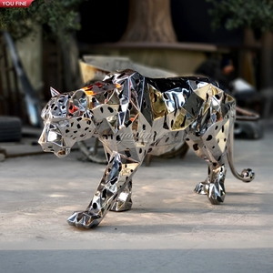 <span class=keywords><strong>Sculpture</strong></span> géométrique creuse en acier inoxydable YOUFINE, motif léopard, pour espace commercial, place publique, décoration métallique - Product Image 4