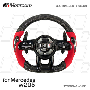 Volante de Fibra de Carbono Forjado Personalizado con Empuñaduras Rojas para Mercedes-Benz, Actualización AMG W167 W205 W213 GT C63 Clase C GLA - Product Image 2