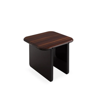 Table d'appoint moderne de luxe avec plateau en placage de bois naturel brillant, table d'appoint carrée pour salon et chambre à coucher