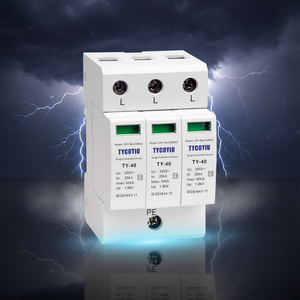 TYCOTIU TY-40 385 3P T2 Tipo 2 <span class=keywords><strong>Protezione</strong></span> Industriale da Sovratensioni in Plastica <span class=keywords><strong>Protezione</strong></span> da Fulmini 40kA MOV Classe II C 3 Poli - Product Image 1