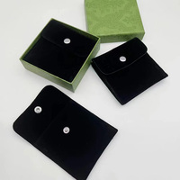 Pochette classique noire en velours double face avec bouton-pression pour bijoux, bagues, boucles d'oreilles, colliers – Meilleure vente