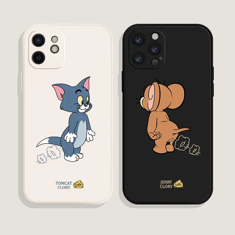 Silicone Anti-scratch Phone Case 2d Sublimation Cartoon Design Tom Cat And Jerry Mouse Shockproof Phone Back Cover