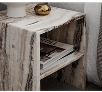 Table d'appoint en marbre minimaliste de luxe avec rangement-Organisateur latéral de canapé, table de chevet de chambre d'hôtel pour les espaces modernes