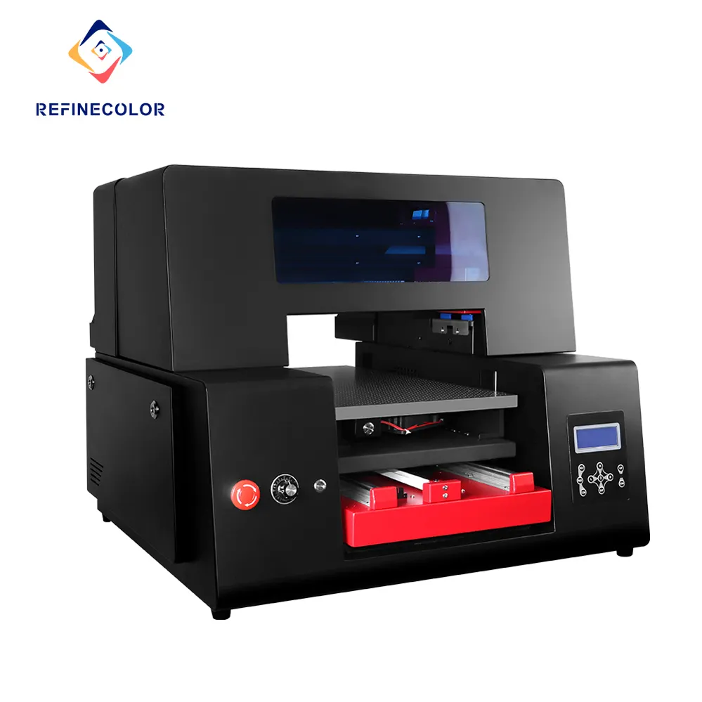 Refinecolor Low Cost A3 UV DTF Printer CMYKW Varnish UV Inks Direct Print A-B PET Film Impresora 3D For Bottle/ ABS Helmet